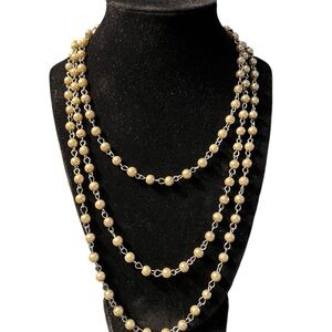 Chic Gold Beaded Necklace Pearls

61”